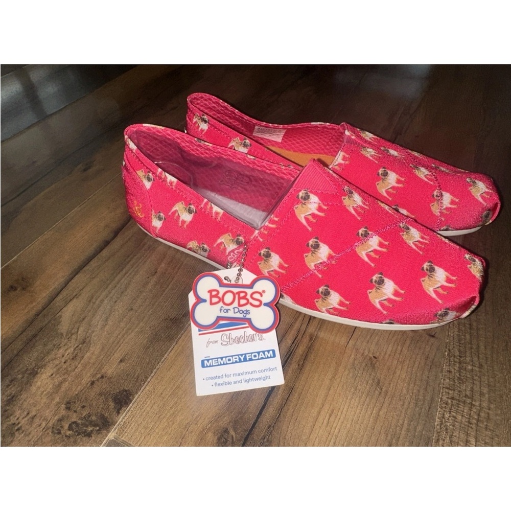 Skechers Bobs Pink Slip-On Pug Shoes Women’s 8.5 - Picture 4 of 9
